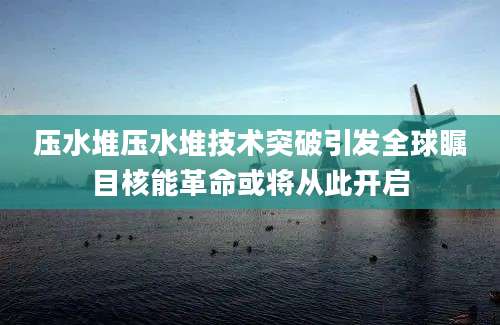 压水堆压水堆技术突破引发全球瞩目核能革命或将从此开启