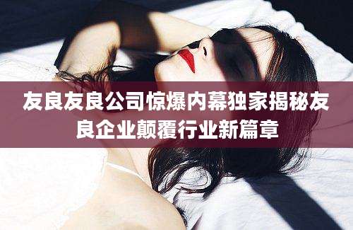 友良友良公司惊爆内幕独家揭秘友良企业颠覆行业新篇章