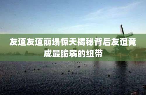 友道友道崩塌惊天揭秘背后友谊竟成最脆弱的纽带
